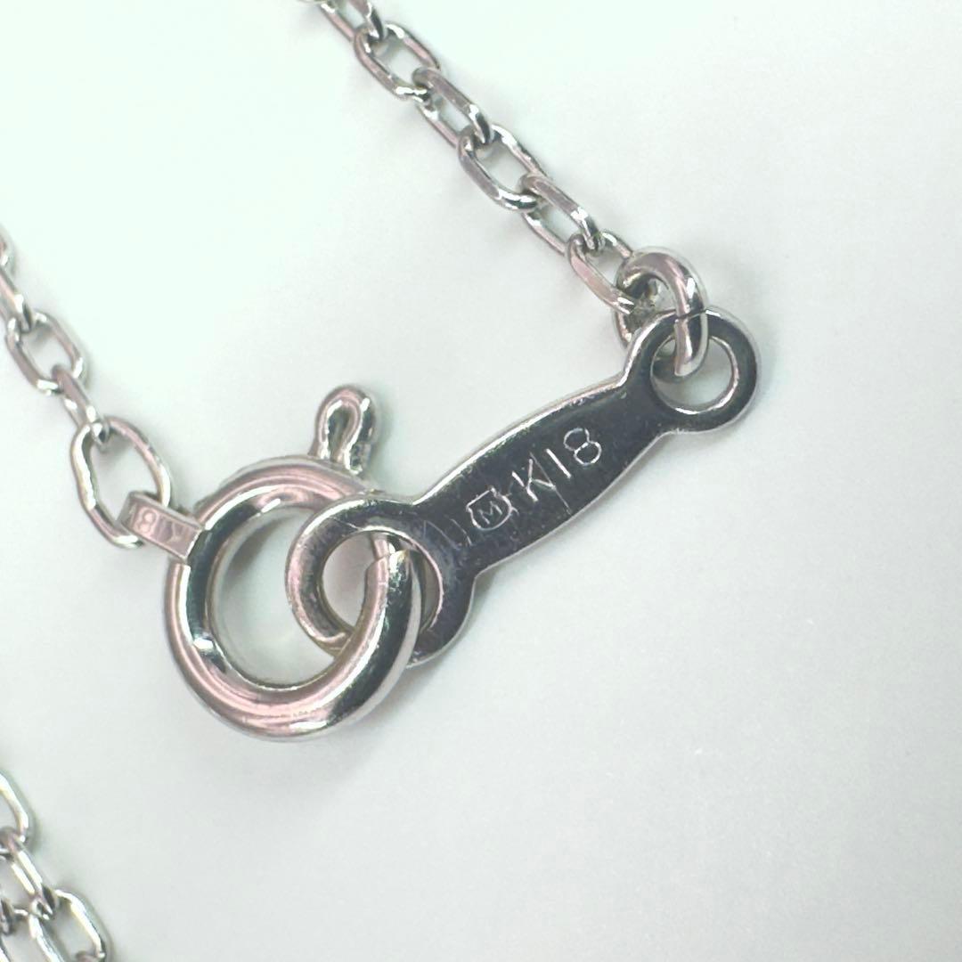 Mikimoto K18WG necklace featuring 6.7mm diamond pearl, 39cm length, displayed on white background