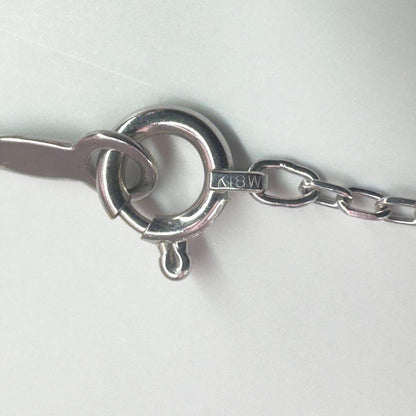 Mikimoto K18WG necklace featuring 6.7mm diamond pearl, 39cm length, displayed on white background