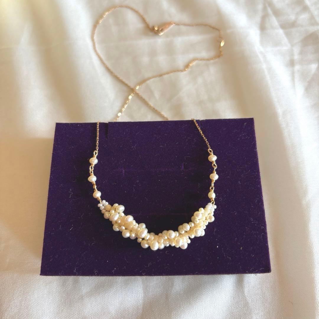 Agate Pearl Necklace K10 with 40 centimeters length featuring elegant pearls and agate beads