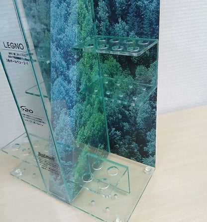Pilot Sharp wooden pen Legno S20 collection display case measuring 45 cm tall, 22.5 cm wide, and 12 cm deep