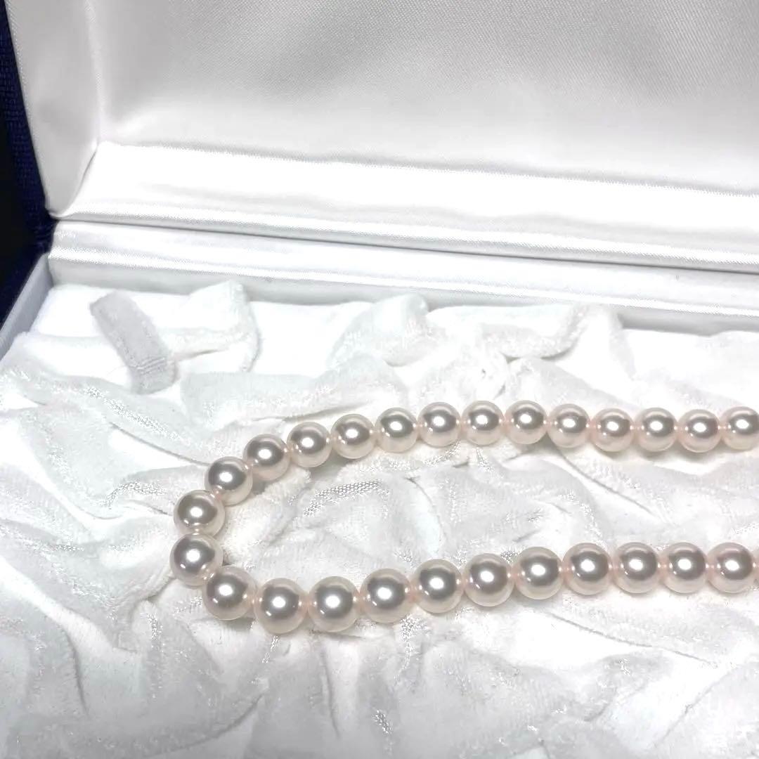 MIKIMOTO Akoya pearl necklace 7.0-7.5mm size with genuine box, 38.5cm length, displayed on white background