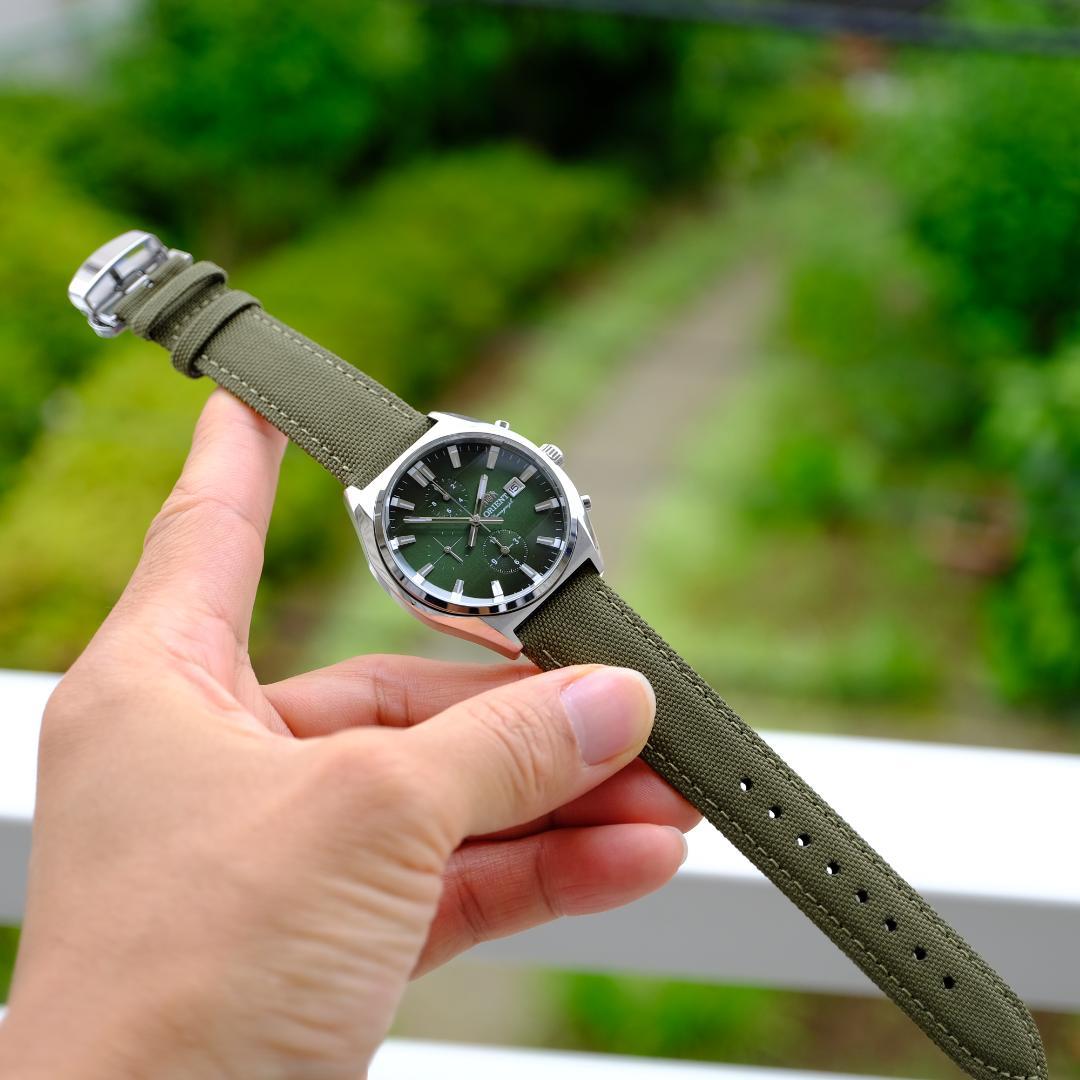 ORIENT 超美品 ORIENT クロノグラフカットガラスグリーン Quartz Men's Watch — Japanese