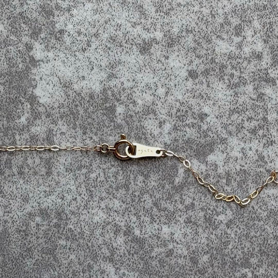 Agete K10 White Labradorite Necklace with 50 cm chain displayed on a white background
