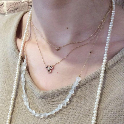 Agete K10 White Labradorite Necklace with 50 cm chain displayed on a white background