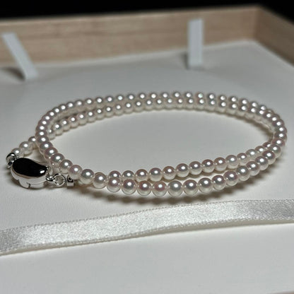 Akoya Pearl Certificate Aurora Rose necklace featuring 3.5 to 4.0mm white round pearls on a 43cm strand