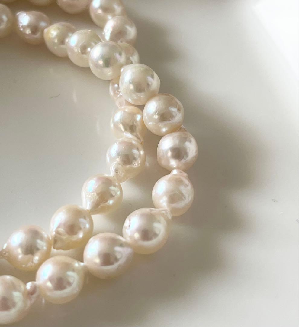 Akoya pearl baroque necklace with 6.5-7.0 mm genuine pearls on a 42.5 cm chain