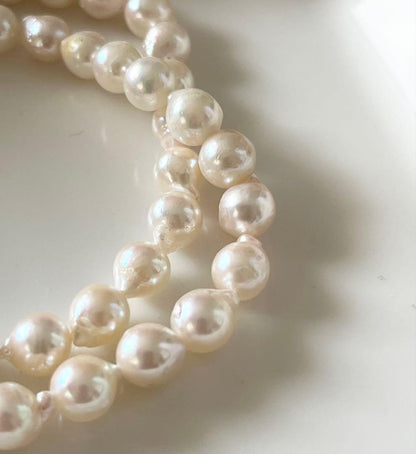 Akoya pearl baroque necklace with 6.5-7.0 mm genuine pearls on a 42.5 cm chain
