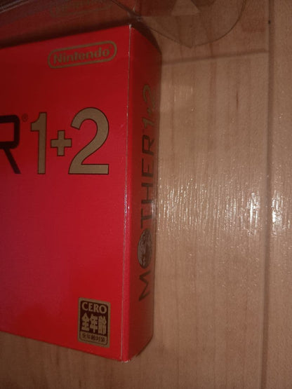 Nintendo MOTHER1+2 game cartridge unopened in plastic case with damaged box