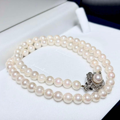 Honjima Pearl Akoya 6.1mm white pearl necklace with silver metal fittings, 42cm length