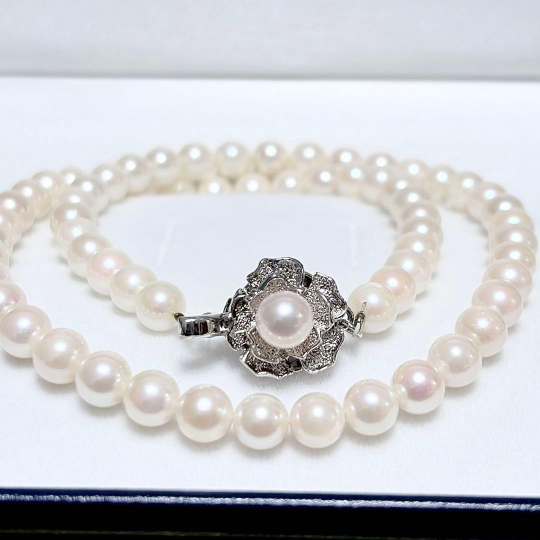 Honjima Pearl Akoya 6.1mm white pearl necklace with silver metal fittings, 42cm length