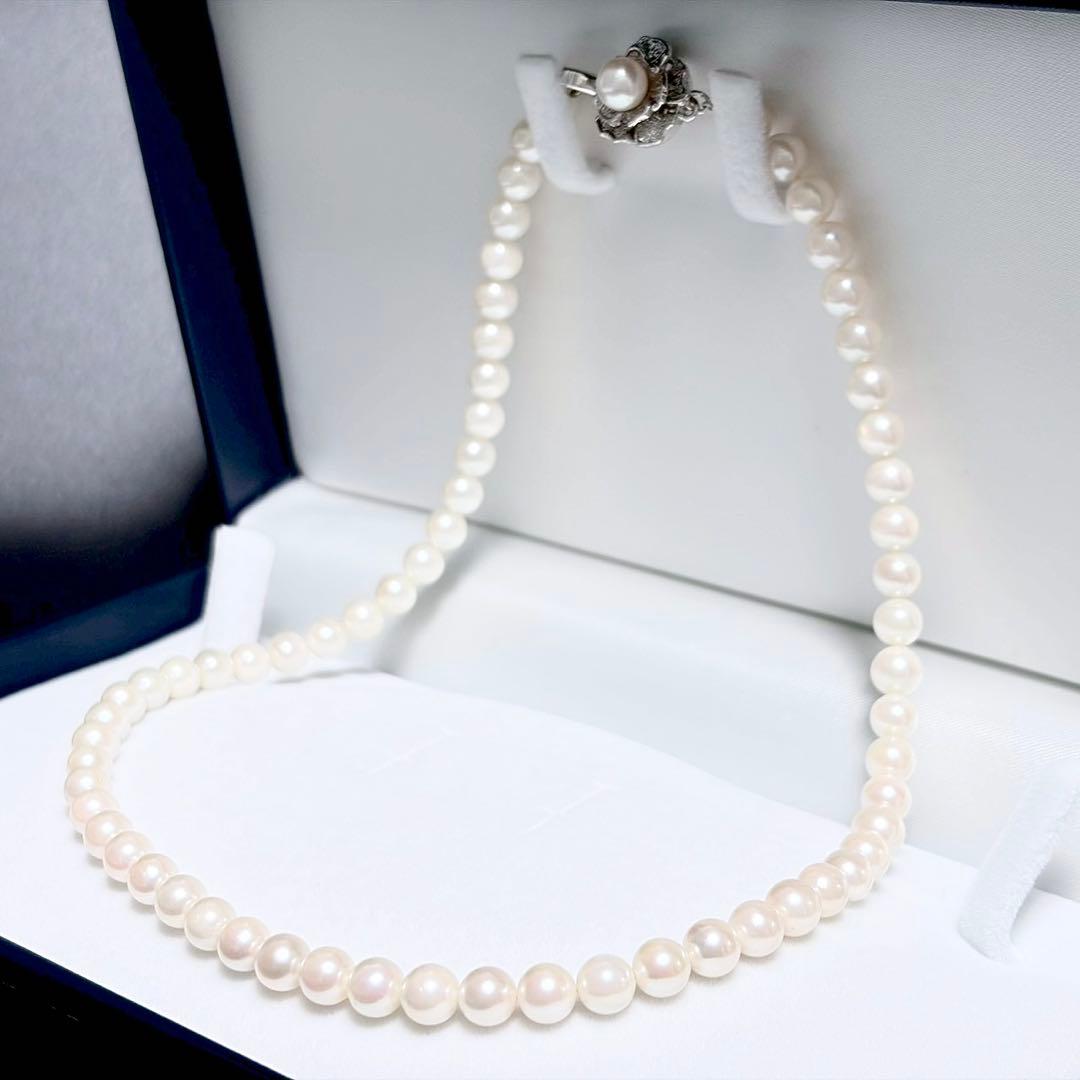 Honjima Pearl Akoya 6.1mm white pearl necklace with silver metal fittings, 42cm length