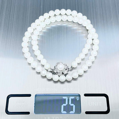 Honjima Pearl Akoya 6.1mm white pearl necklace with silver metal fittings, 42cm length