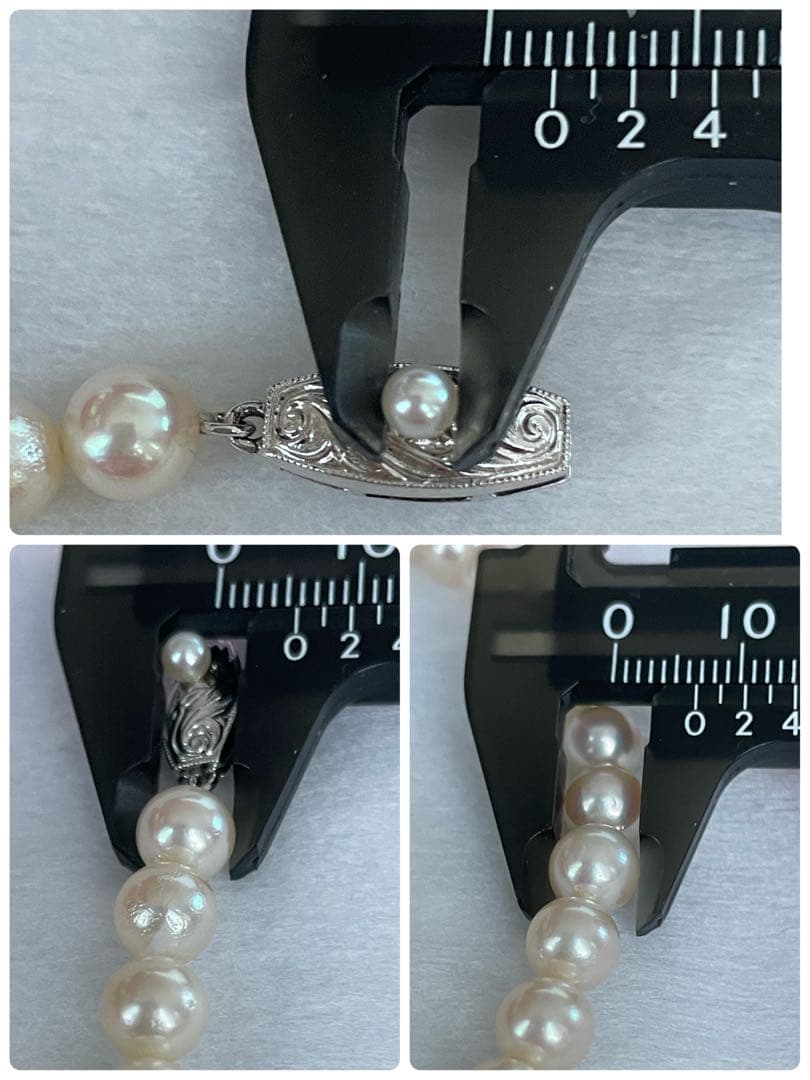 Antique Tasaki Akoya pearl necklace featuring 6.5mm round pearls on a 42cm string