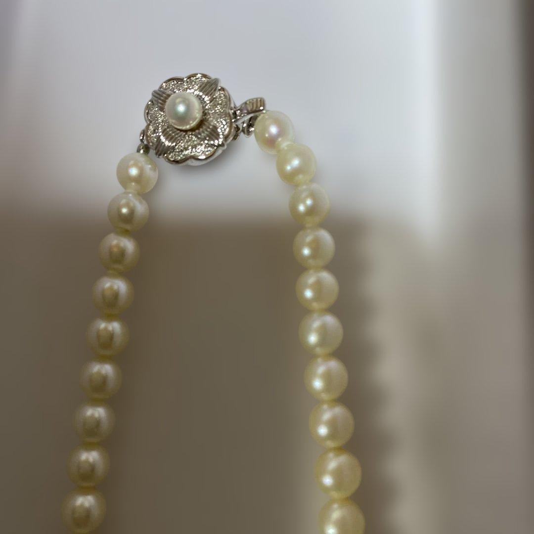 Akoya pearl necklace with approximately 5mm pearls on a 39cm silver chain