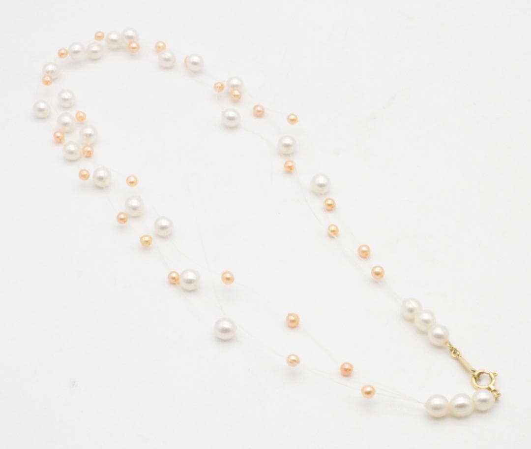 Tasaki 3-strand freshwater pearl necklace with K18 yellow gold fittings, pearls 3-5.3 mm, 40 cm length