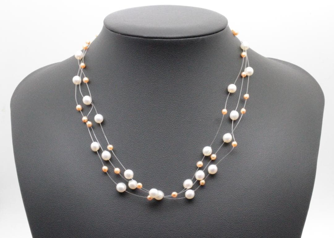 Tasaki 3-strand freshwater pearl necklace with K18 yellow gold fittings, pearls 3-5.3 mm, 40 cm length
