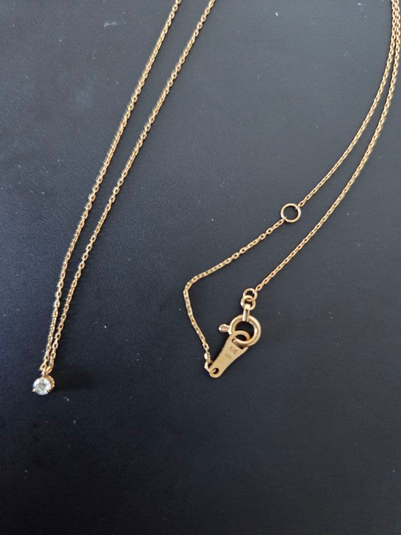 K18 gold diamond necklace with 0.05ct diamonds, 40 cm length, elegant design in gold color