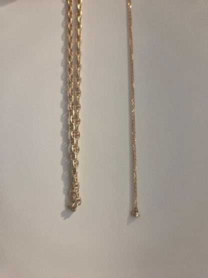 K18 gold diamond necklace with 0.05ct diamonds, 40 cm length, elegant design in gold color