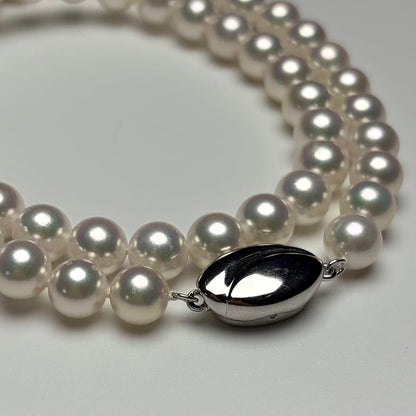 Flowershell Akoya Pearl Necklace with White Pink Tone Pearls and Matching Earrings on Silver Clasp