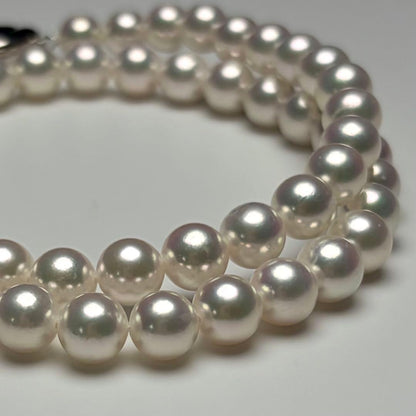 Flowershell Akoya Pearl Necklace with White Pink Tone Pearls and Matching Earrings on Silver Clasp