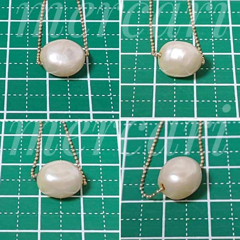 Agete pearl necklace with 10K gold ball chain and plump freshwater pearl featuring natural surface texture