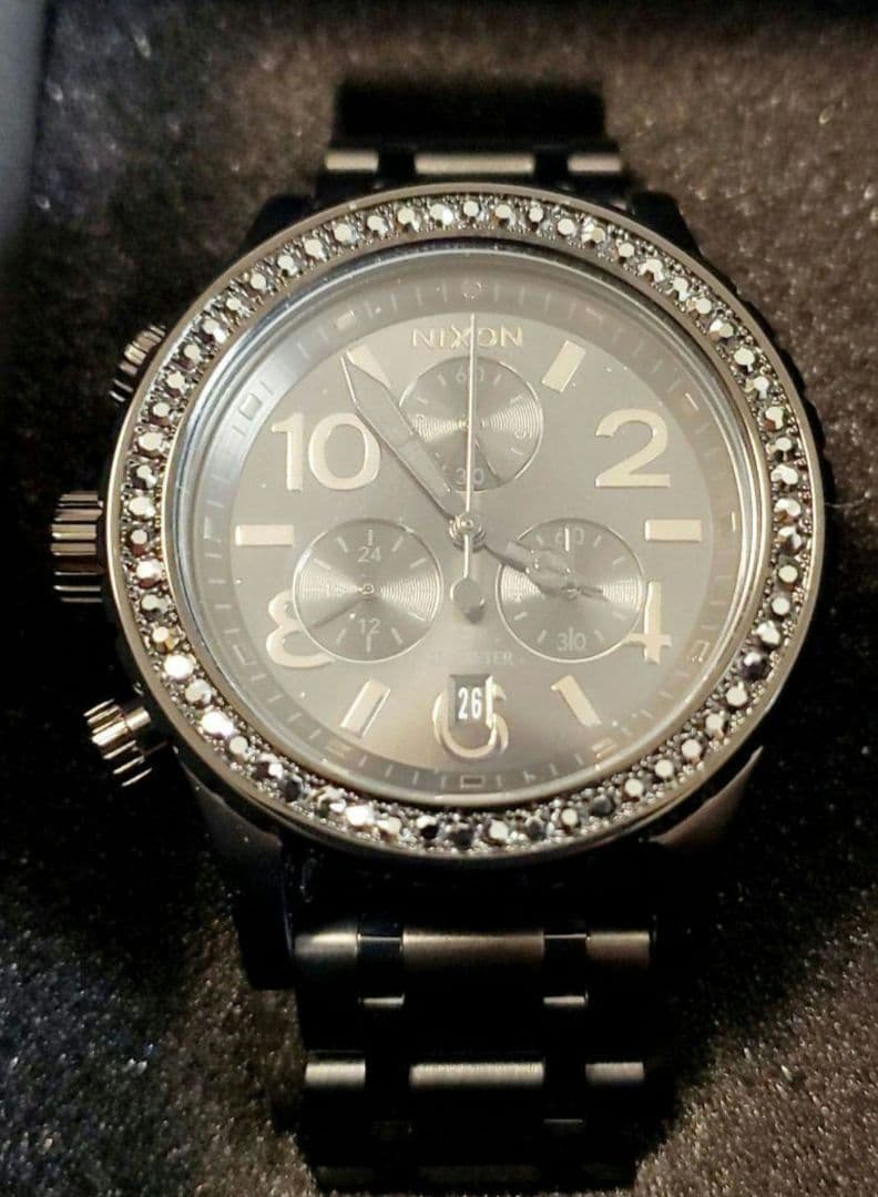 NIXON 38-20 Chrono All Black Crystal Quartz Men's Watch — Japanese