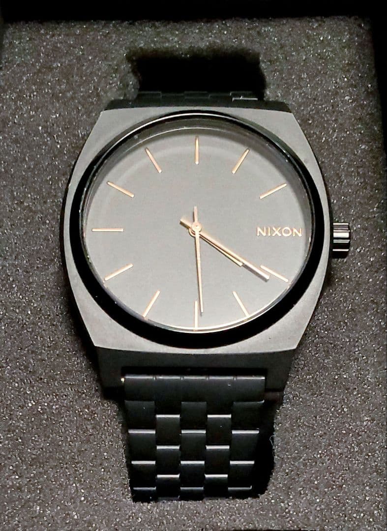 NIXON Time Teller All Black Rose Gold Quartz Men's Watch — Japanese