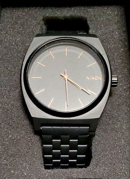 NIXON Time Teller All Black Rose Gold Quartz Men's Watch — Japanese