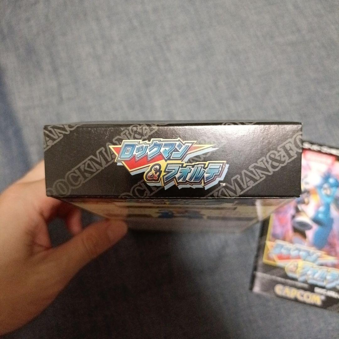 Super Famicom Rockman & Forte game cartridge with outer box and manual by CAPCOM