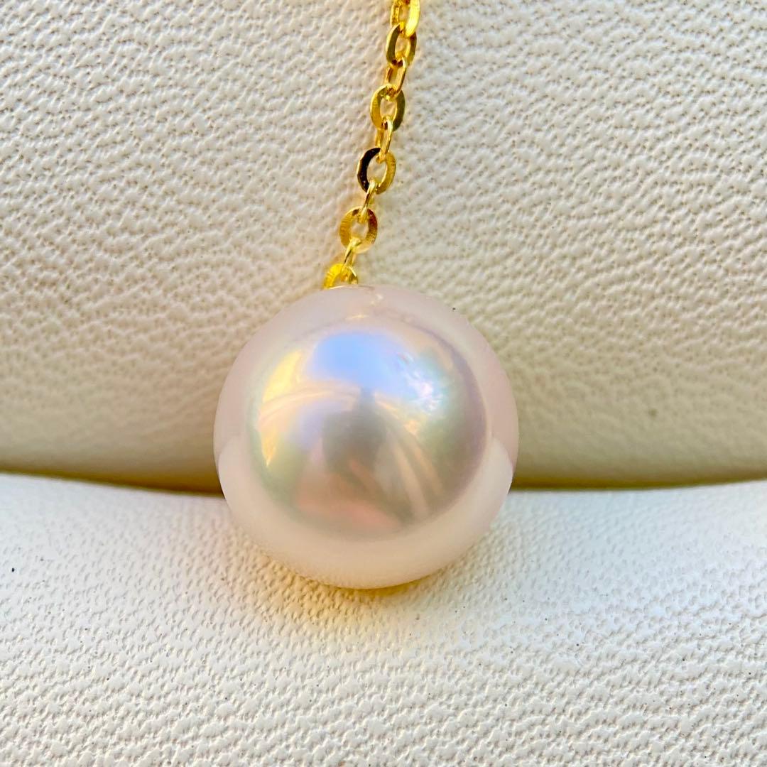 Hon-American Pearl Akoya 8.9mm white pink semi-round pearl necklace with S925 18k finish and cubic zirconia stones