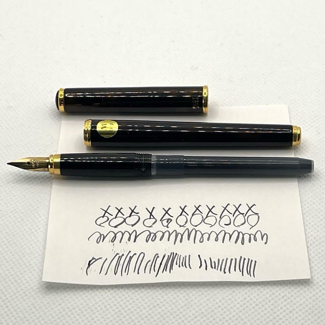 PILOT Cavalier Fountain Pen M with dark brown marble metal body, medium tip, made in Japan