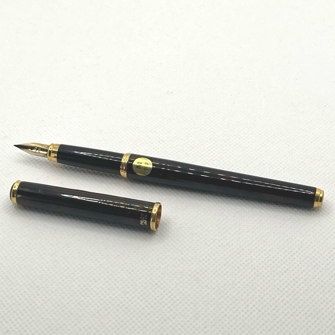 PILOT Cavalier Fountain Pen M with dark brown marble metal body, medium tip, made in Japan