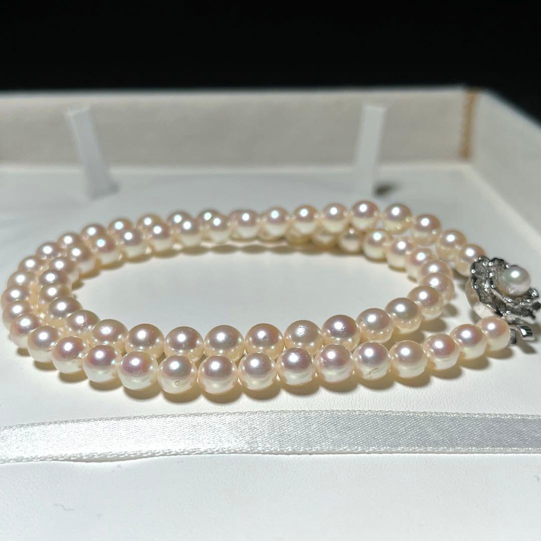 Akoya pearl necklace with 6.0-6.5mm round pearls and silver clasp, 42 cm length
