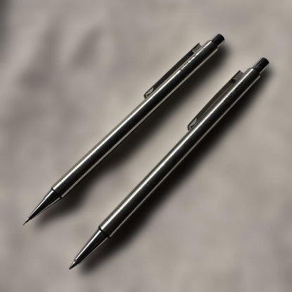 Silver Pilot mechanical pencil and ballpoint pen set made of stainless steel with instruction manual