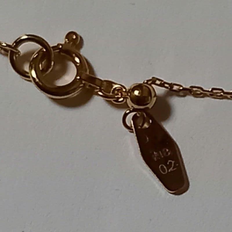 agete K18 gold necklace with 0.2ct diamond pendant, 45 cm chain length, 3.5 mm pendant size
