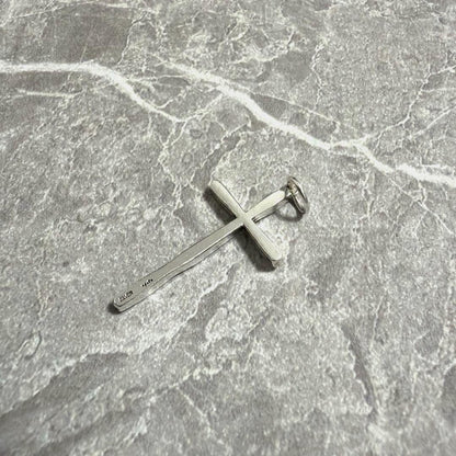 Agete silver 925 cross pendant top with engraving, measuring 2.9 cm length and 1.5 cm width