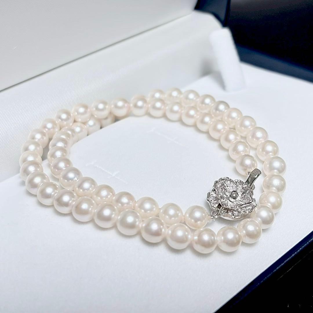 Honorable Pearl Akoya 6.5-6.9mm white pearl necklace with silver SV clasp, 42cm length