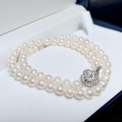 Honorable Pearl Akoya 6.5-6.9mm white pearl necklace with silver SV clasp, 42cm length