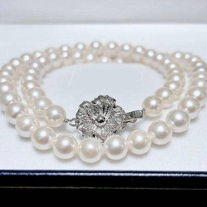Honorable Pearl Akoya 6.5-6.9mm white pearl necklace with silver SV clasp, 42cm length
