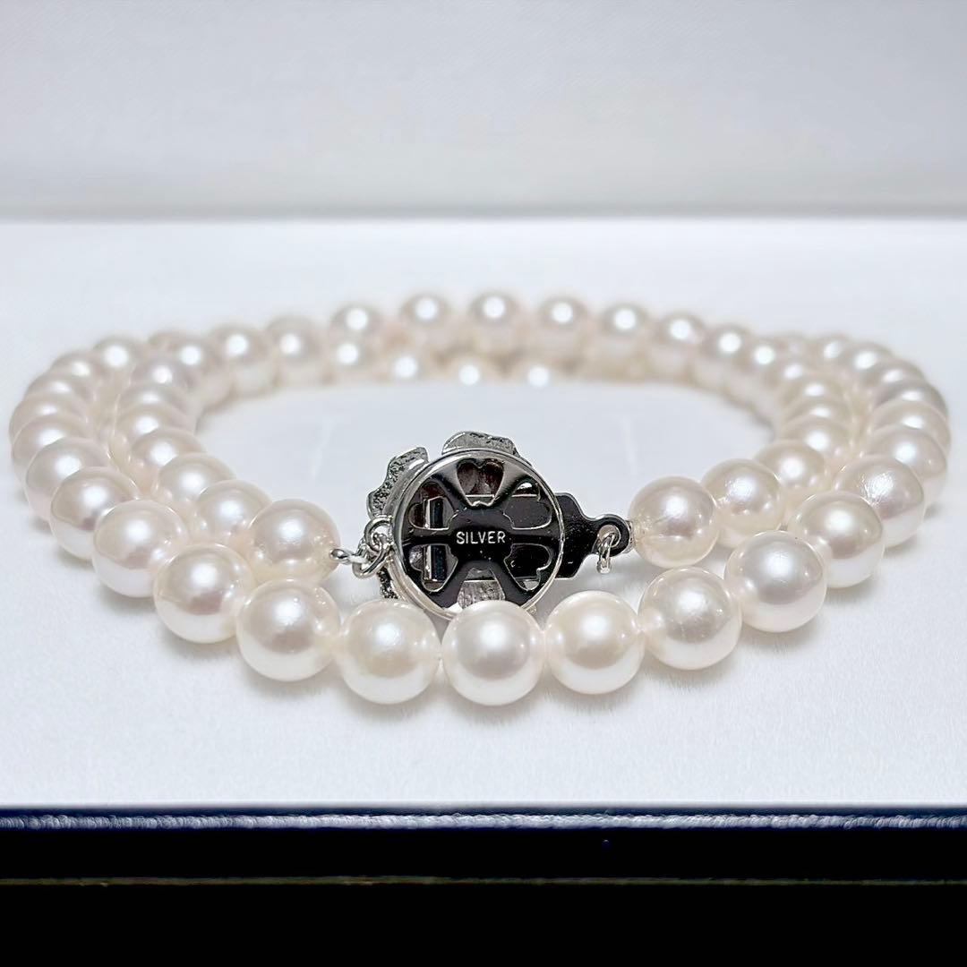Honorable Pearl Akoya 6.5-6.9mm white pearl necklace with silver SV clasp, 42cm length