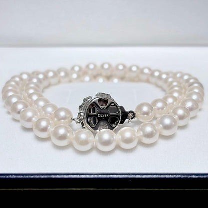 Honorable Pearl Akoya 6.5-6.9mm white pearl necklace with silver SV clasp, 42cm length