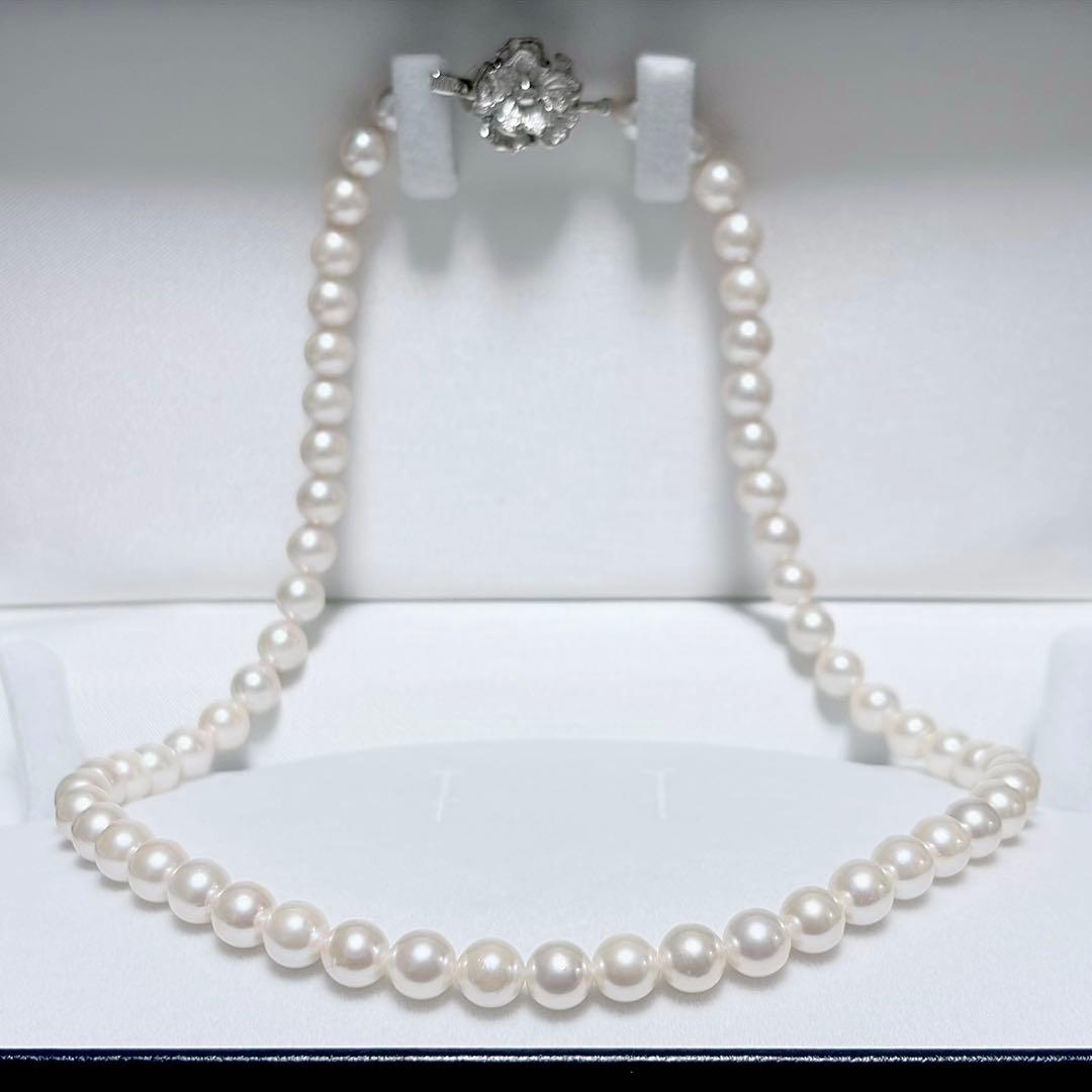 Honorable Pearl Akoya 6.5-6.9mm white pearl necklace with silver SV clasp, 42cm length