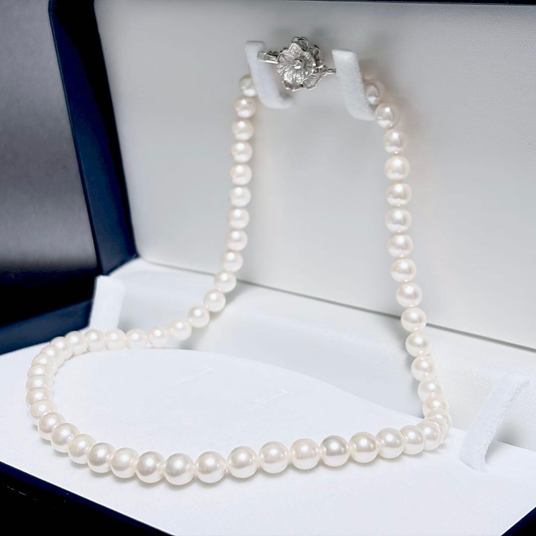 Honorable Pearl Akoya 6.5-6.9mm white pearl necklace with silver SV clasp, 42cm length