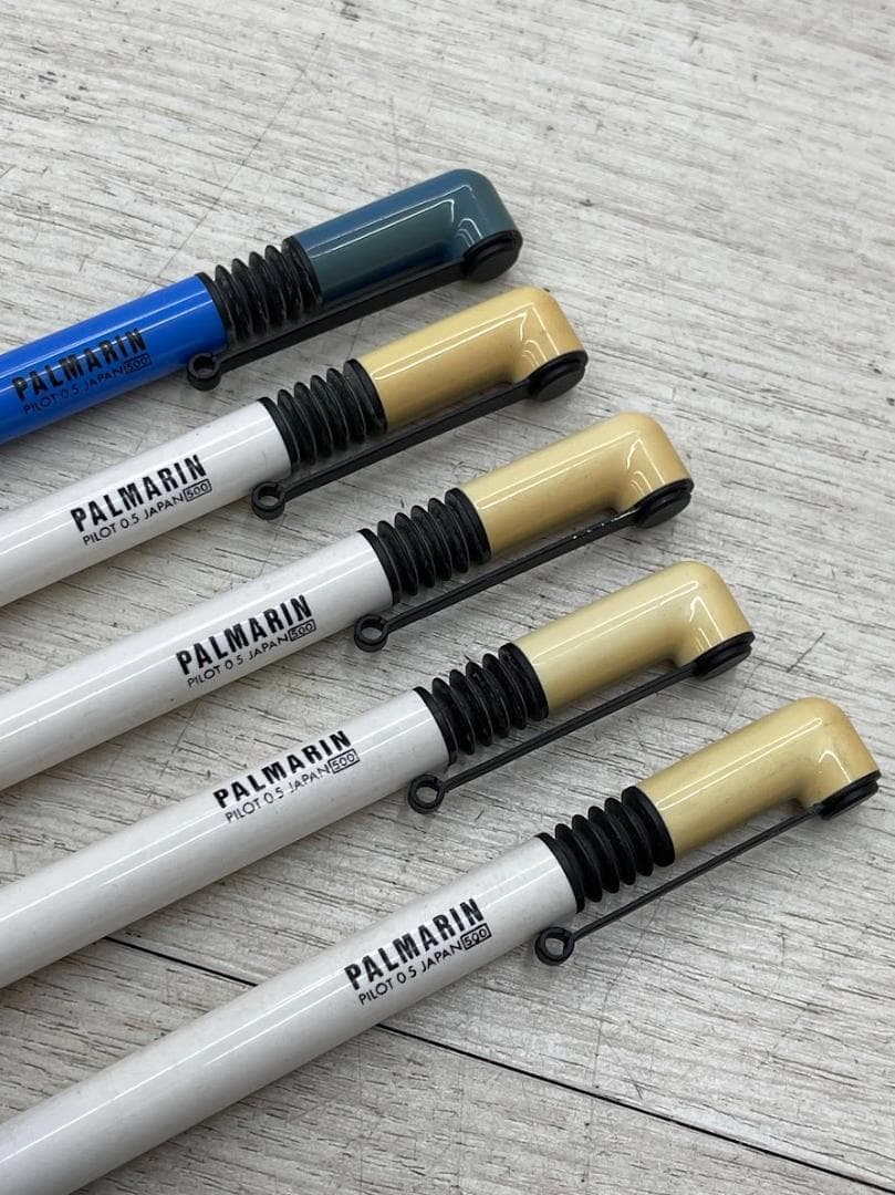 Set of 5 Pilot Palmarin mechanical pencils 0.5mm in blue and white with slight fading