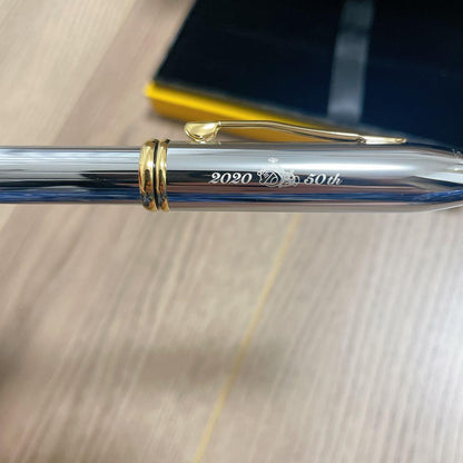 Silver 50th Anniversary Doraemon Cross ballpoint pen with oil-based ink and single ink color