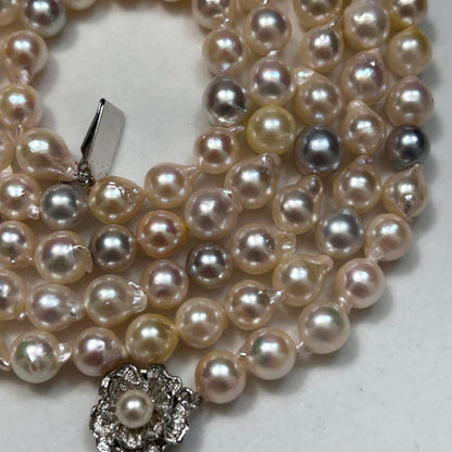 Akwamaryne pearl necklace with 7.5mm pearls measuring 102cm long weighing 73g