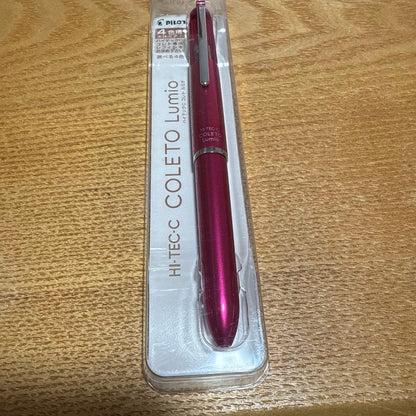 Discontinued Pilot Hi-Tech C Coleto Lumio 4-color ballpoint pen in metallic pink with no refill included