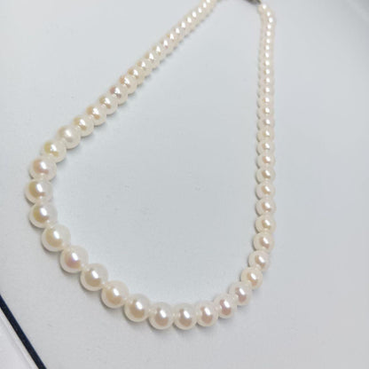 Vintage Akoya pearl necklace featuring 5.5-6mm pearls and a 40cm Silver 925 chain with SILVER stamp