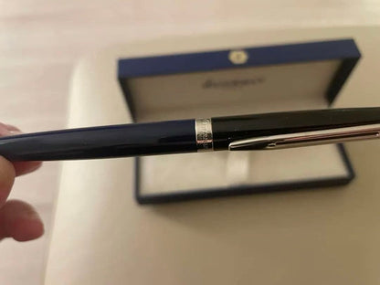 WATERMAN Navy ballpoint pen with slim metal body and dedicated case