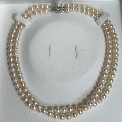 Two-strand Akoya pearl necklace with 6.0-6.5mm pearls measuring 41.5cm in length